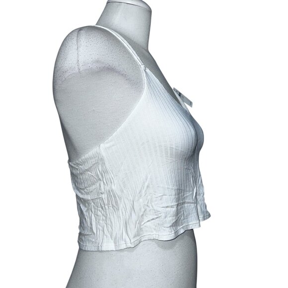 Aerie Womens Ribbed Crop Top With Lace Back Detail Sz Medium Womens Built in Bra - Picture 8 of 13